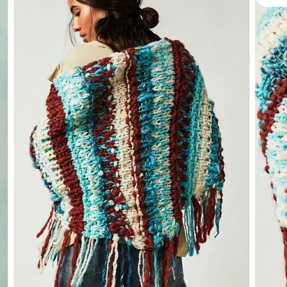 OS Free People x knit Collage Fairy Knit Fringe Shawl